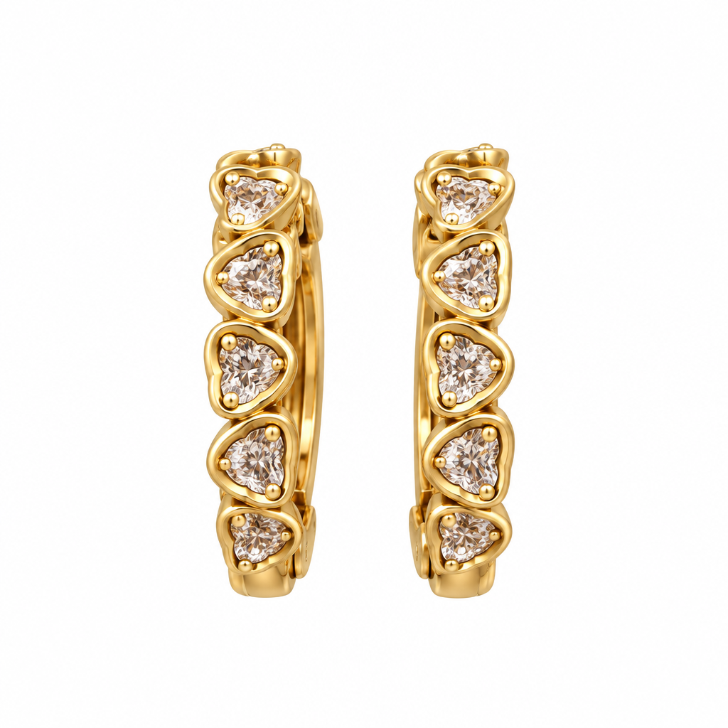 18K Gold Plated Heart-Accent Hoop Earrings