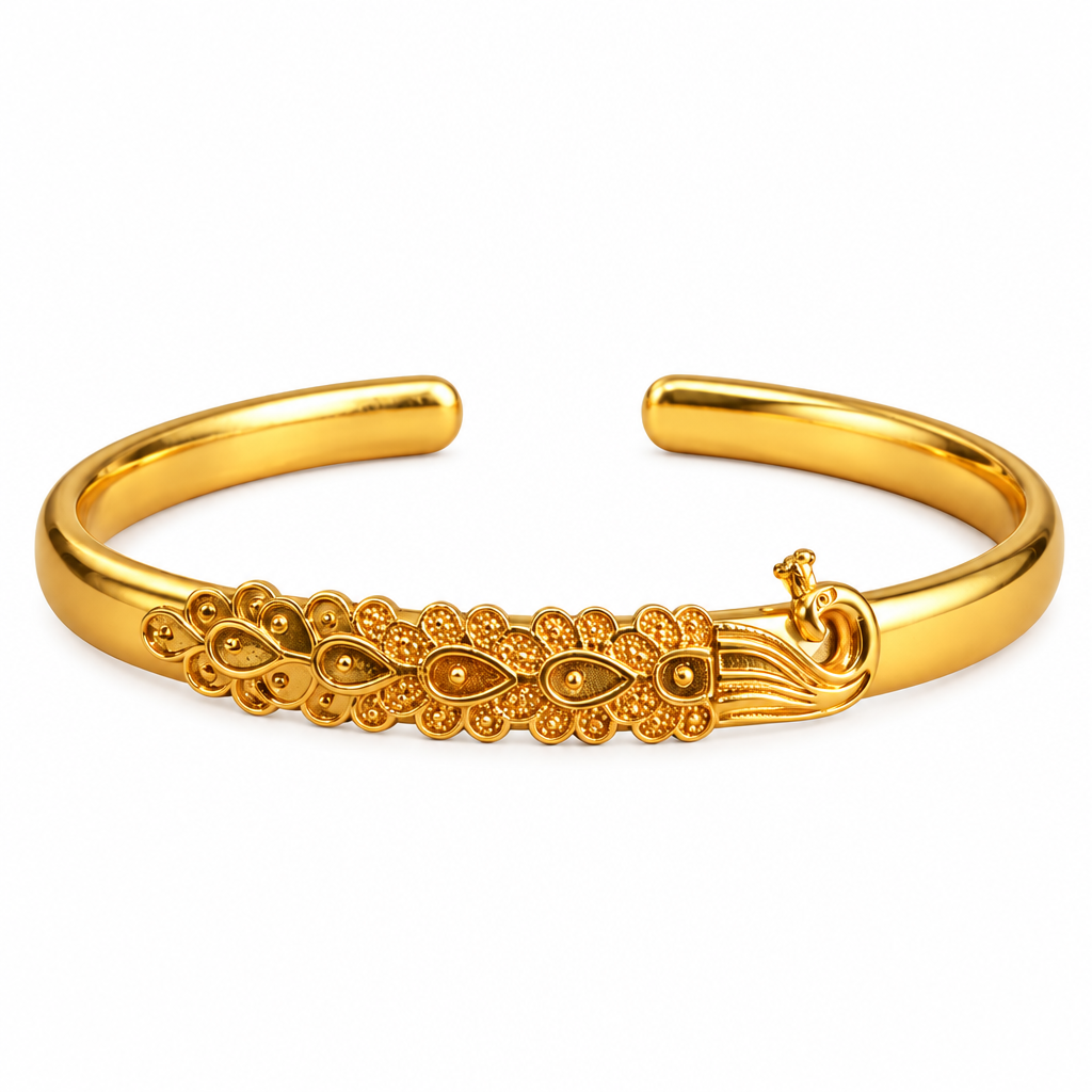 18K Gold Plated Peacock Motif Cuff Bracelet