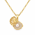 18K Gold Plated Seashell Pearl-Accent Pendant Chain