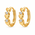 18K Gold Plated Triple Heart Clear-Accent Hoop Earrings
