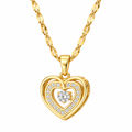 18K Gold Plated Layered Heart Clear-Accent Pendant Chain