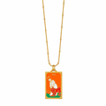 18K Gold Plated Strength Tarot Card Pendant Chain