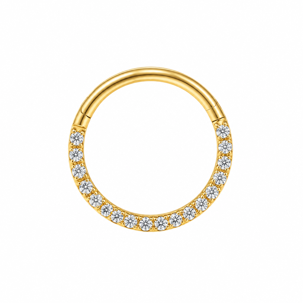 18K Gold Plated Clear-Accent Hoop Nose Ring