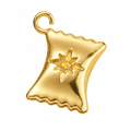 18K Gold Plated Sunburst Curved Square Charm Pendant