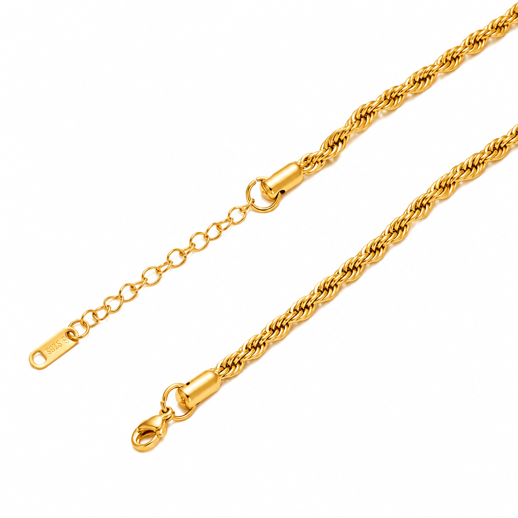Enhanced gold plated jewellery on white background