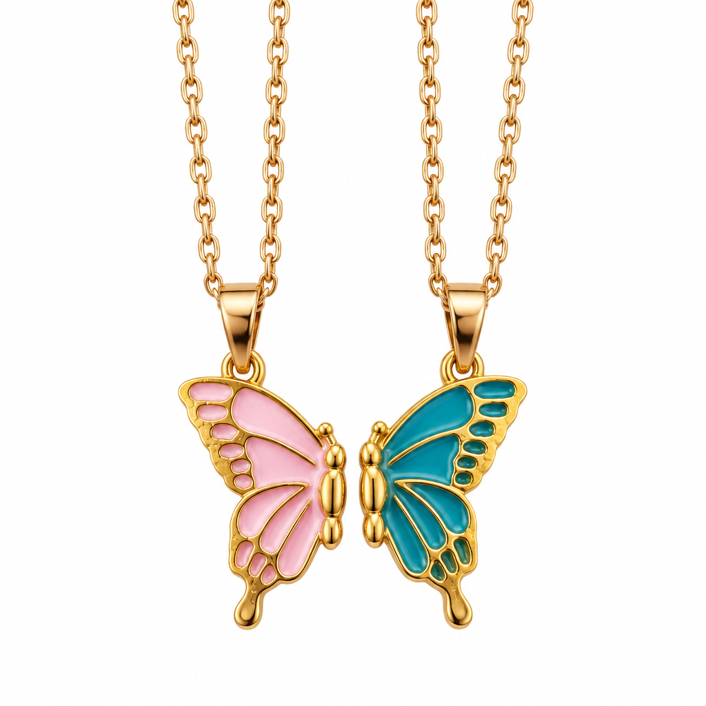 18K Gold Plated Turquoise Butterfly Wing Pendant Chain