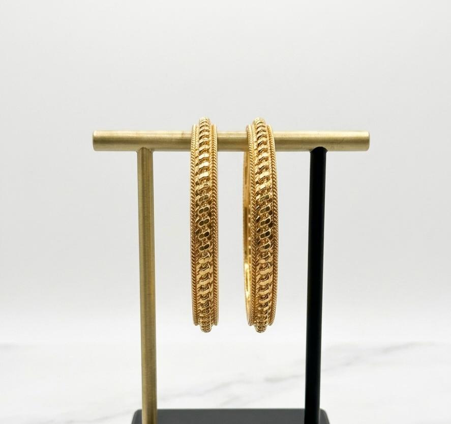Gold Filigree Bangle Set - Micro Gold Plated