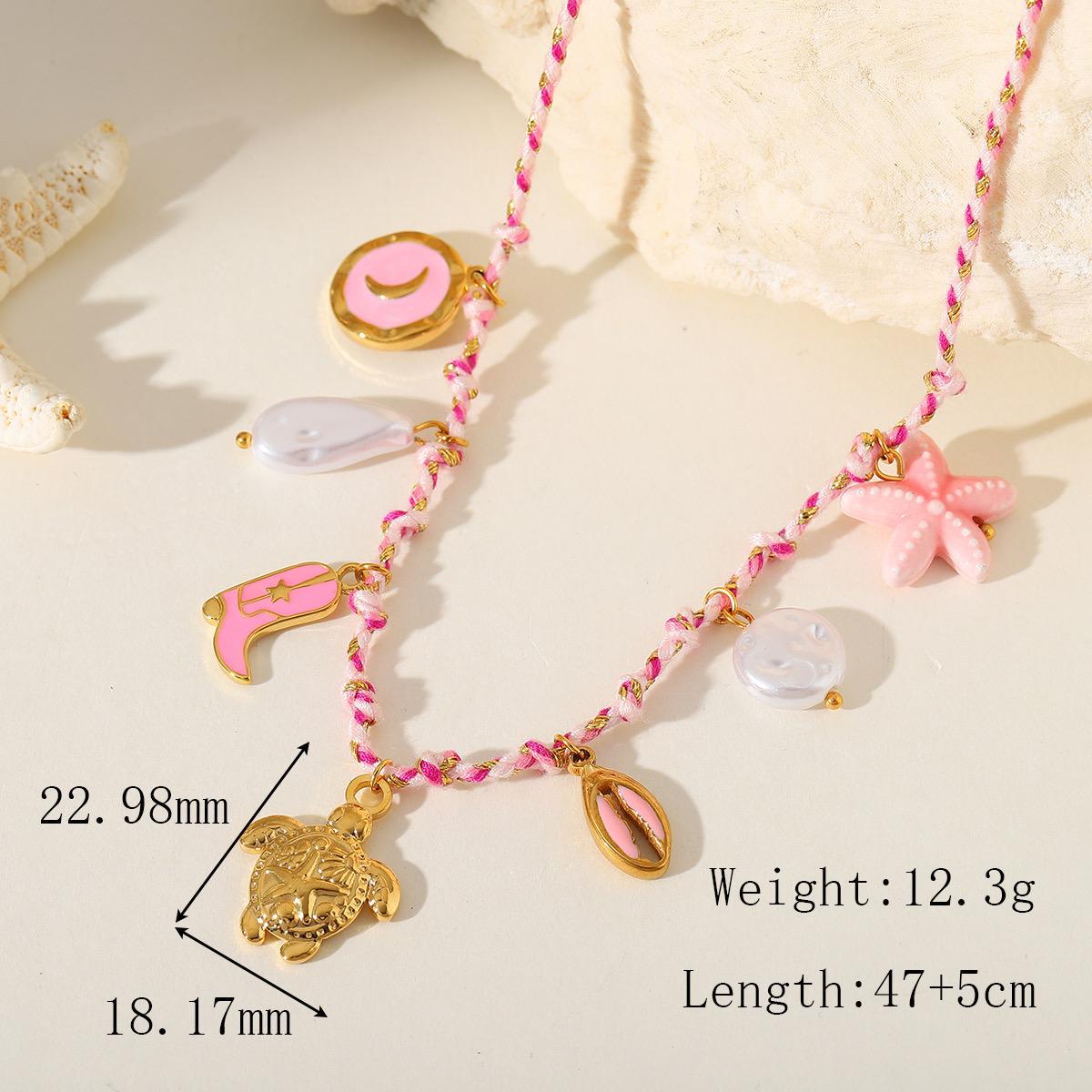 18K gold plated sea themed charms with braided chain