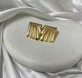 18K Gold Plated Ribbed Curve Statement Studs