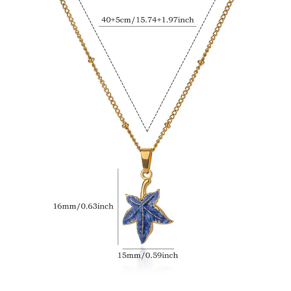 18K gold plated Blue maple leaf pendant chain