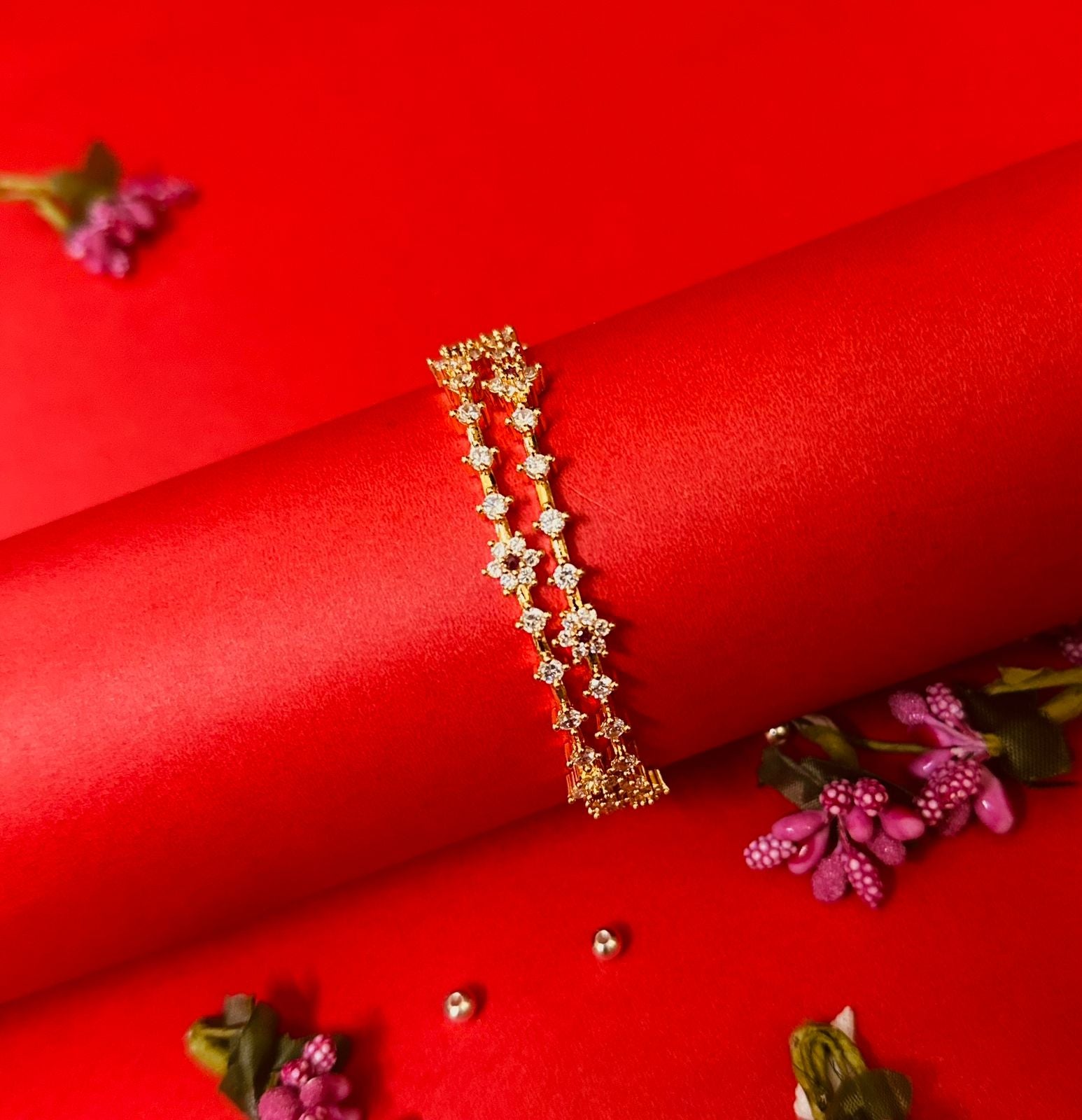 Impon Floral Crystal Twin Bracelet