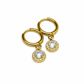 18k Gold Plated Crystal Drop Hoop Earrings