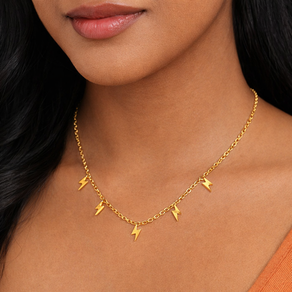 18K gold plated chain with thunder charms