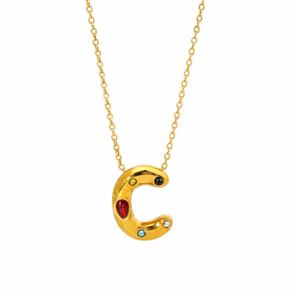 18K gold plated 'C' pendant chain