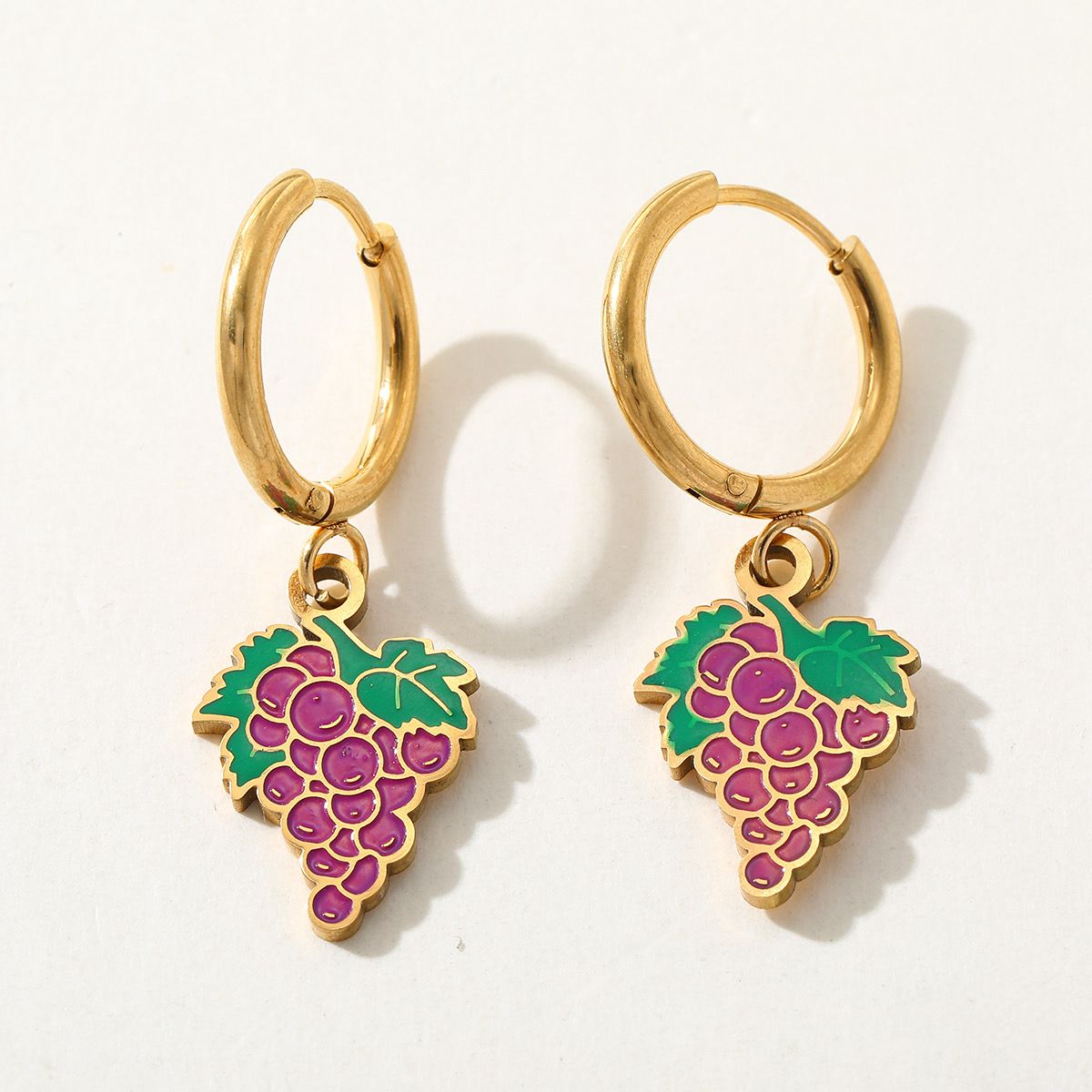 18K Gold Plated Elegant Grape Hoop Earrings