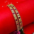 Ruby white cube stone bangle