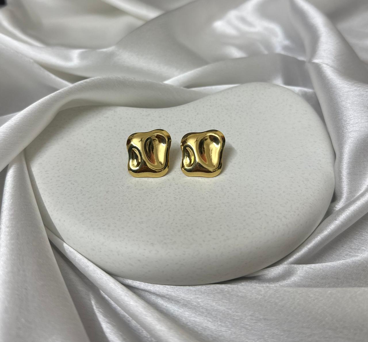 18K Gold Plated Organic Melted Studs