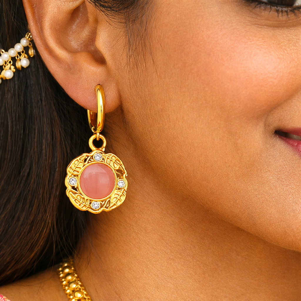18K Gold Plated Pastel Brown Gold Plated Earrings