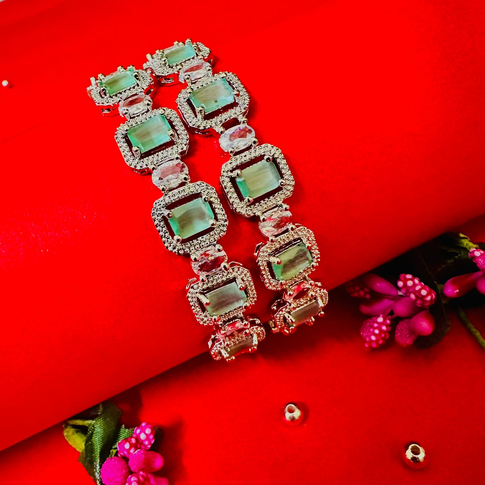 Pastel green stone bangle