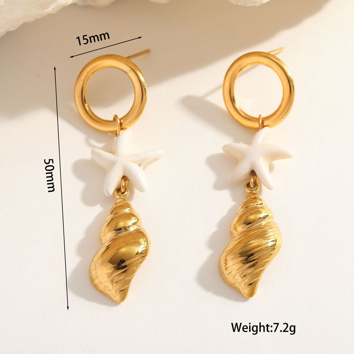18K Gold Plated Golden Beach Themed Push Back Earrings