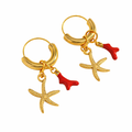 18K Gold Plated Starfish Casual Hoop Earrings