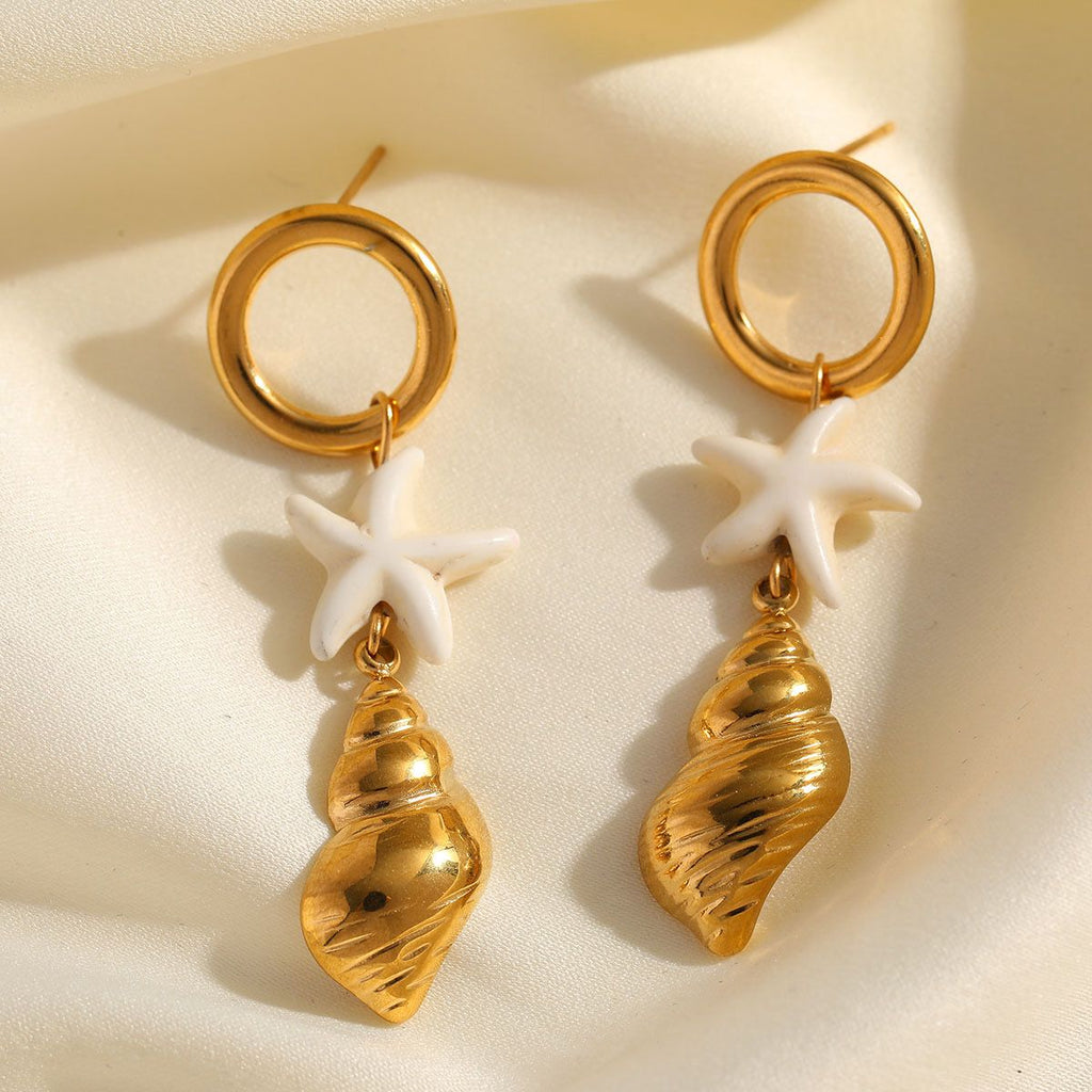 18K Gold Plated Golden Beach Themed Push Back Earrings