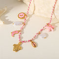 18K gold plated sea themed charms with braided chain