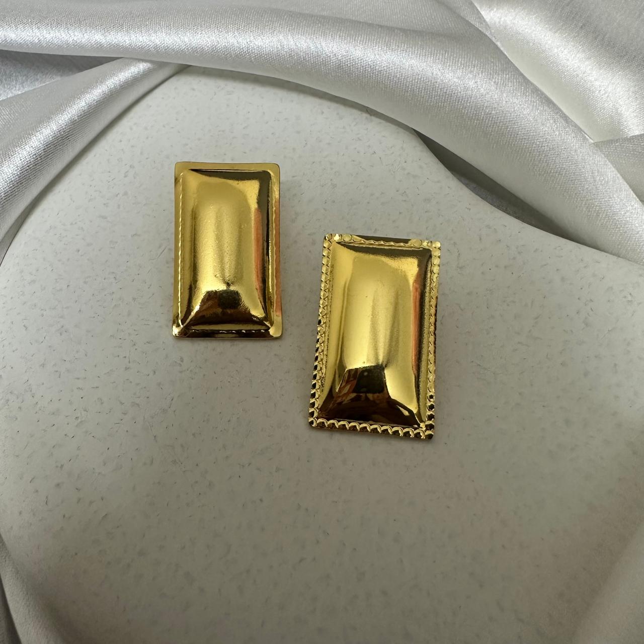 18K Gold Plated Classic Rectangular Studs