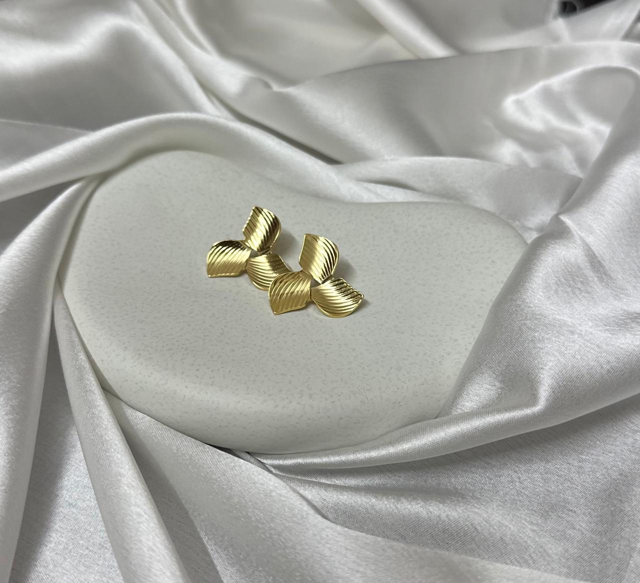 18K Gold Plated Mini Ribbed Gold Studs