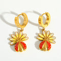 18K Gold Plated Lady Bug Hoop Earrings