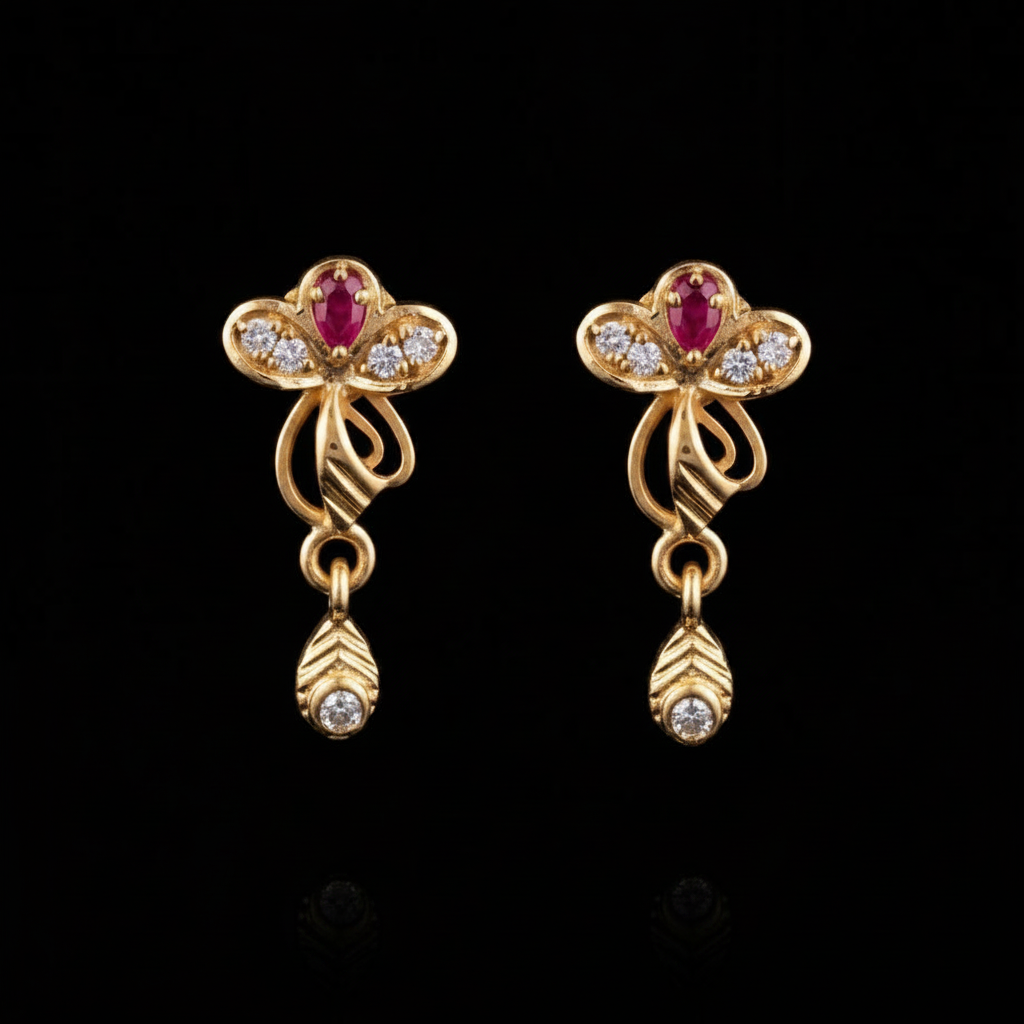 Zoomed Baby Stud Gold Drop Earrings