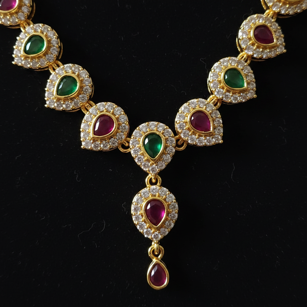 Zoomed Ruby Emerald Pendant